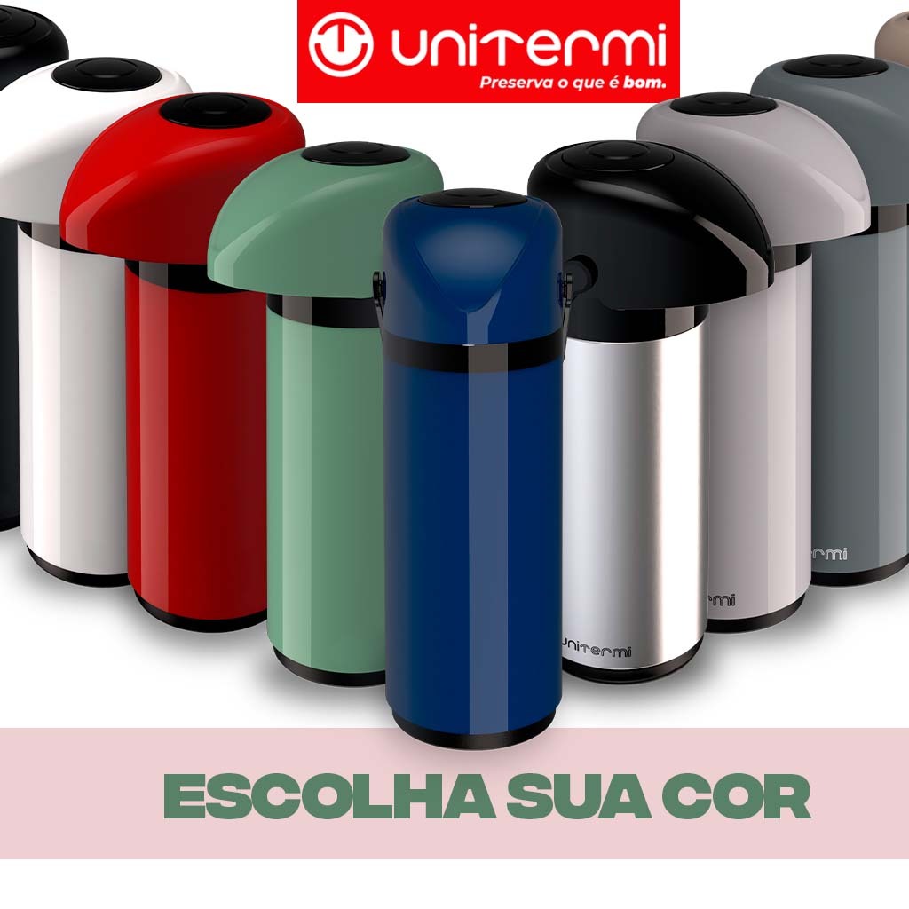 Garrafa Térmica Verona 1.8 Litros Cores Decorada Café Chá Água Chimarrão Unitermi Bomba De Pressão De Mesa em Oferta na Shopee