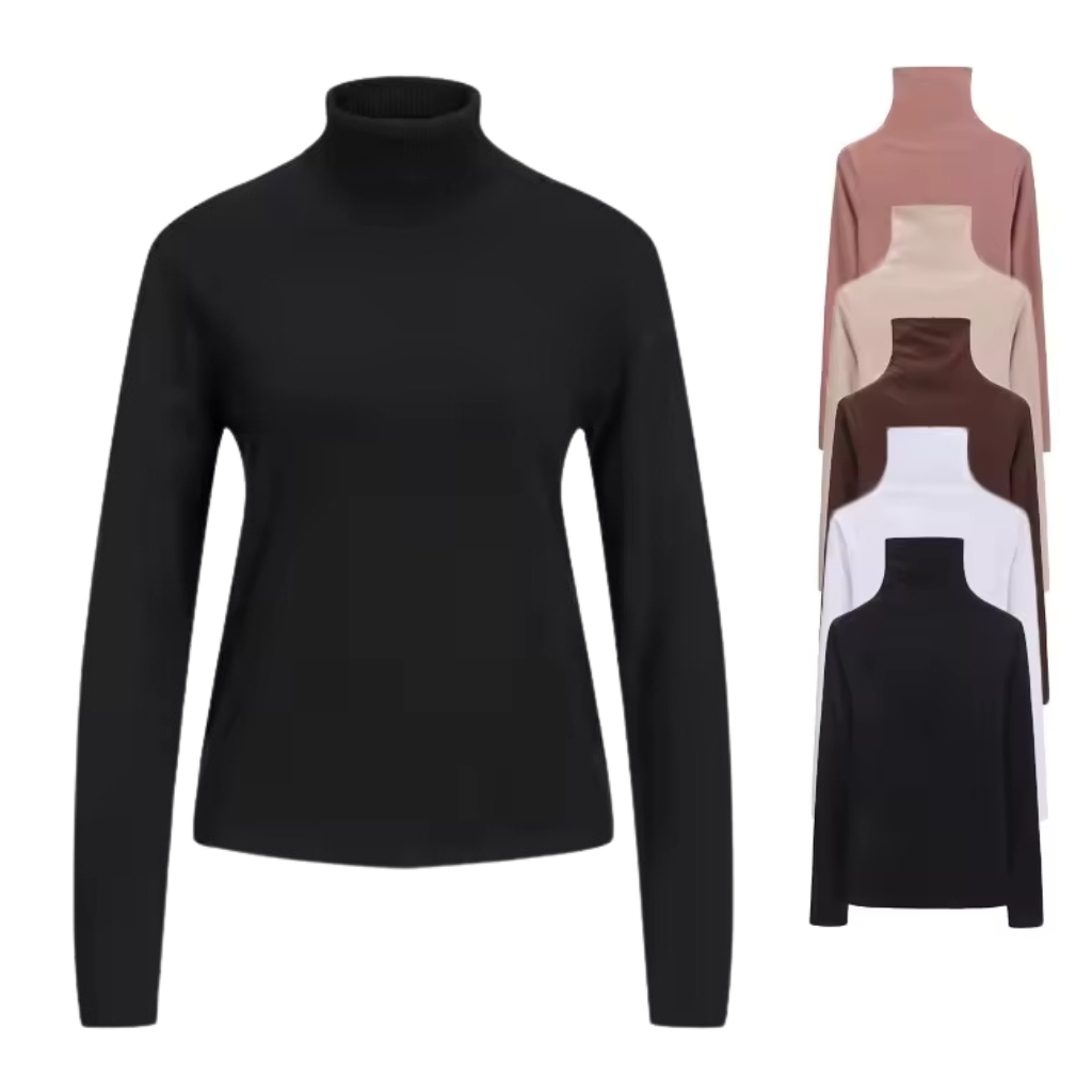 KIT Blusa Cacharrel Feminino Gola Alta Manga Longa Suplex Segunda Pele