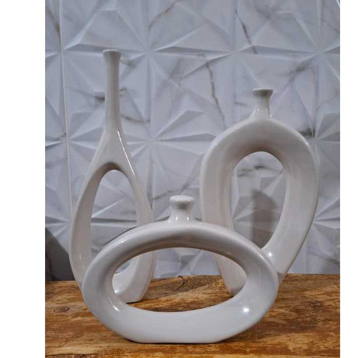 Kit Trio Vasos Estilizados Centro Mesa Decoração Sala Plantas e Flores Contem 3uni em Oferta na Shopee