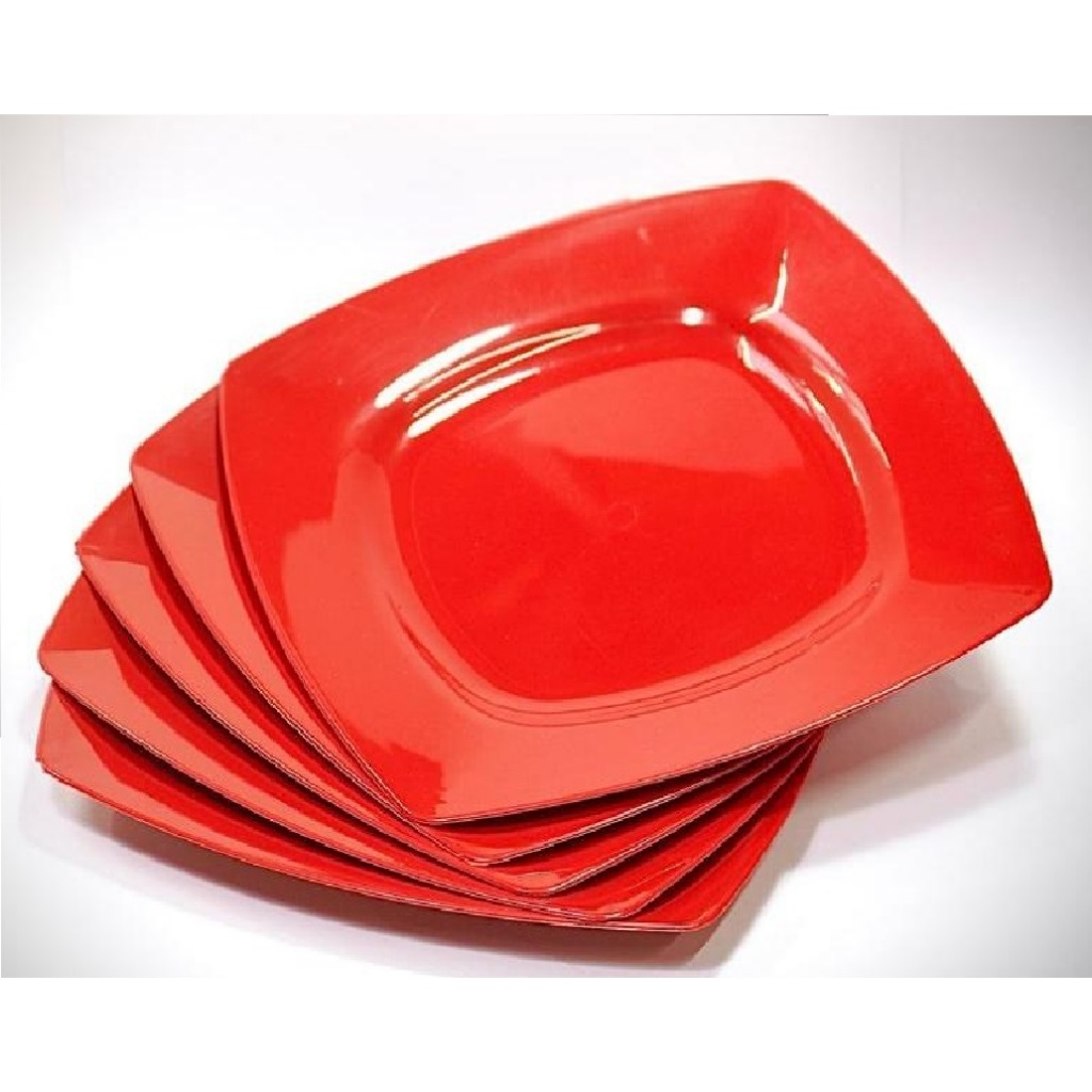 Kit 5 a 50 Pratos de SOBREMESA Vermelho Quadrado festas aniversários Bolo sorvete Natal doces lanche