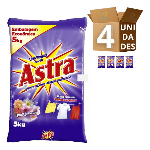 Kit 4 Sabão em Pó Astra Floral Amadeirado 5Kg