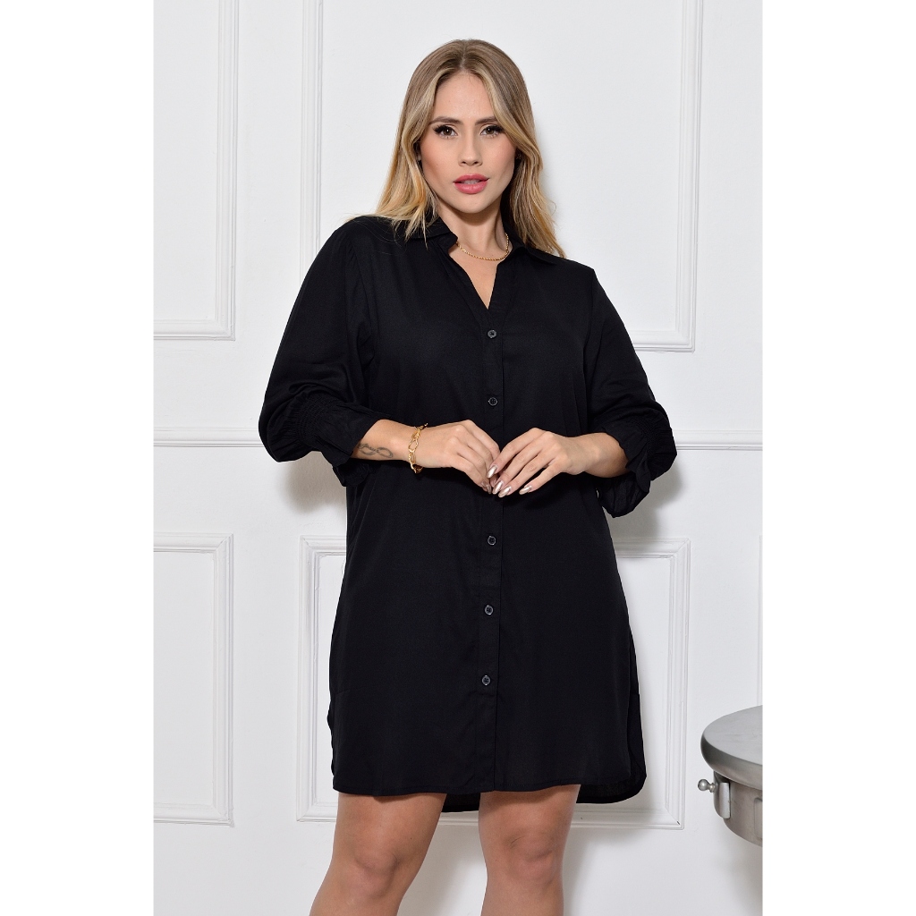 Saida De Praia Camisao Botoes Feminina Manga Longa 383
