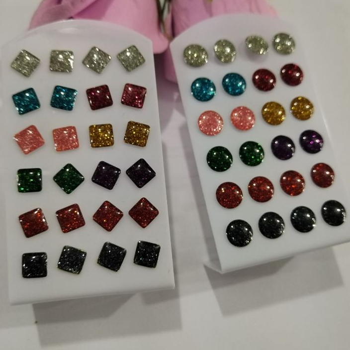 Kit 12-72 Pares Brinco feminino Strass Bijuterias cartela/com brilho em Oferta na Shopee