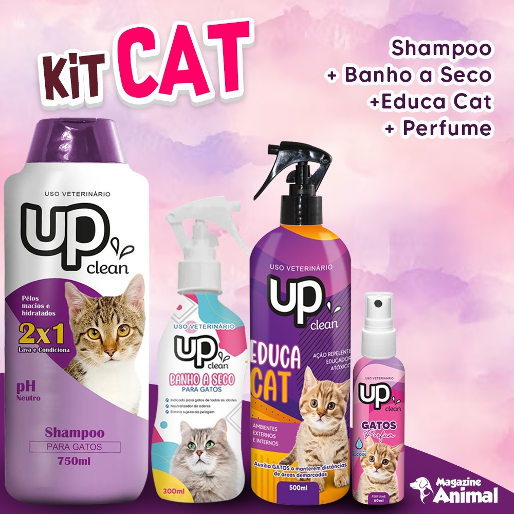 Kit Banho completo para gatos Shampoo gatos + Banho a seco de Gato + EdcucaCAT+ Perfume para Gatos em Oferta na Shopee