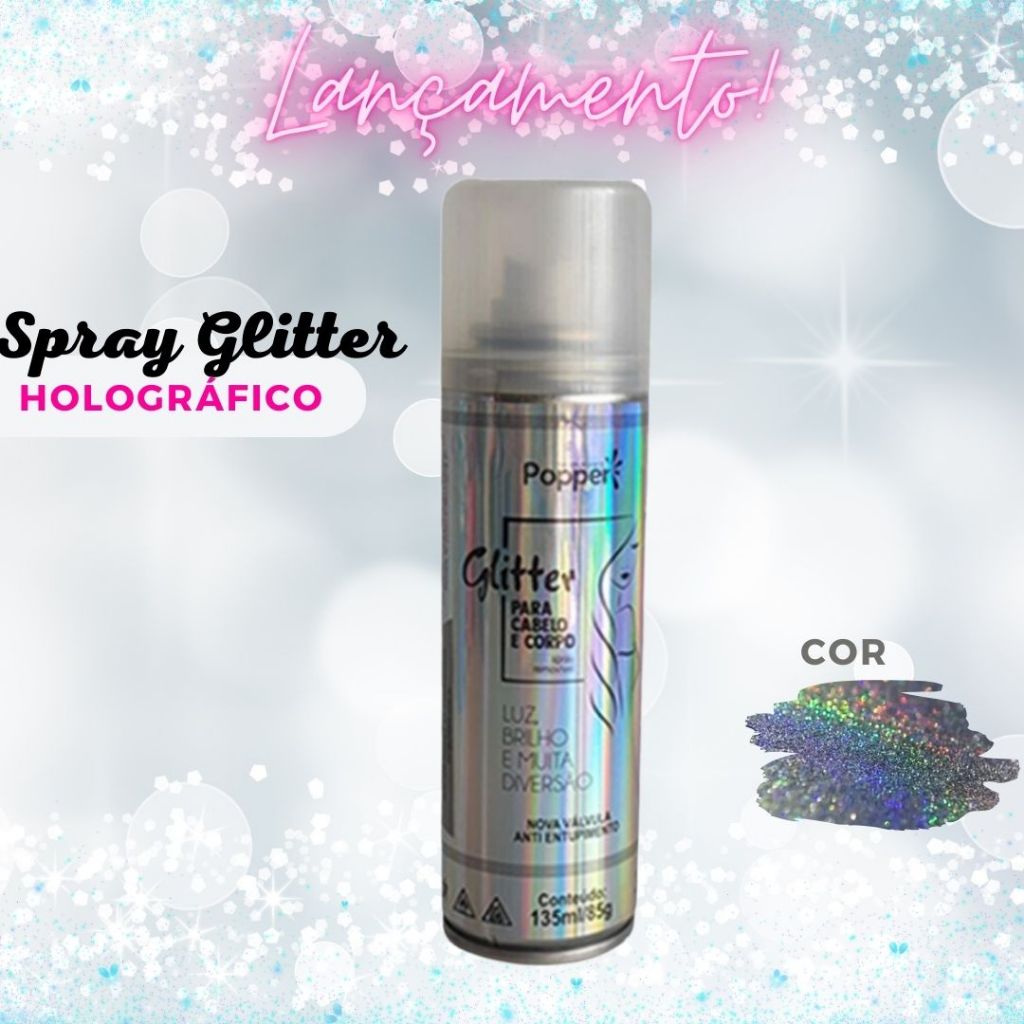 Spray Glitter Popper Holográfico - Comprar com Melhor Preço em Anéis