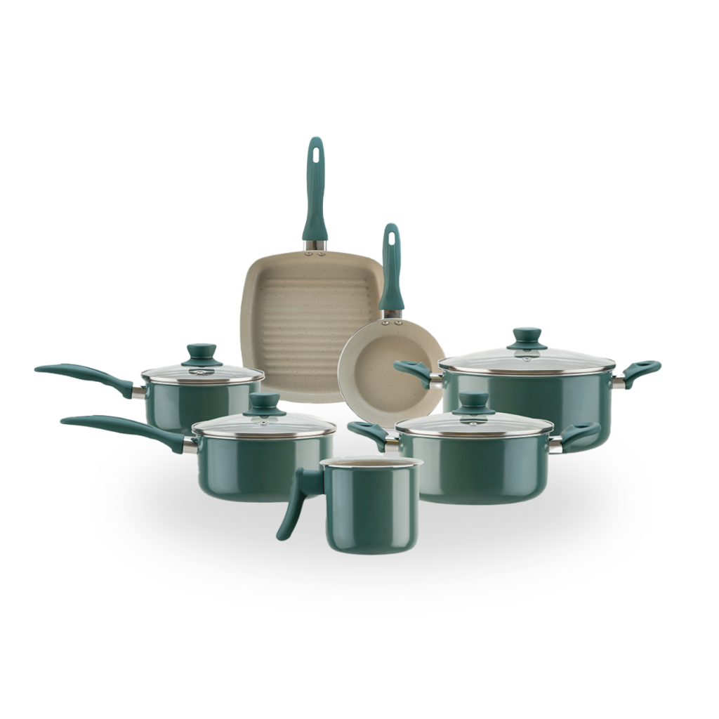Jogo de Panelas Brinox Antiaderente Ceramic Life Easy 7 Peças Verde Jade em Oferta na Shopee
