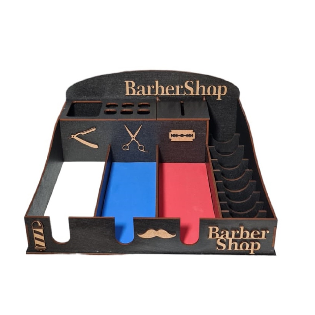 Suporte Organizador para Máquinas na cor Preta Barbeiro Barbearia Barbershop Completo