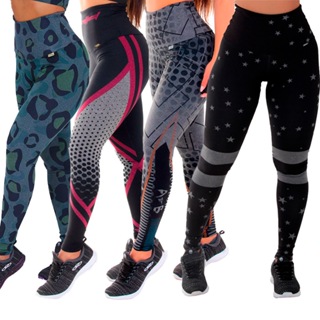 Kit 4 Legging Feminina Fitness Zero Transparência Cintura Alta em Oferta na Shopee