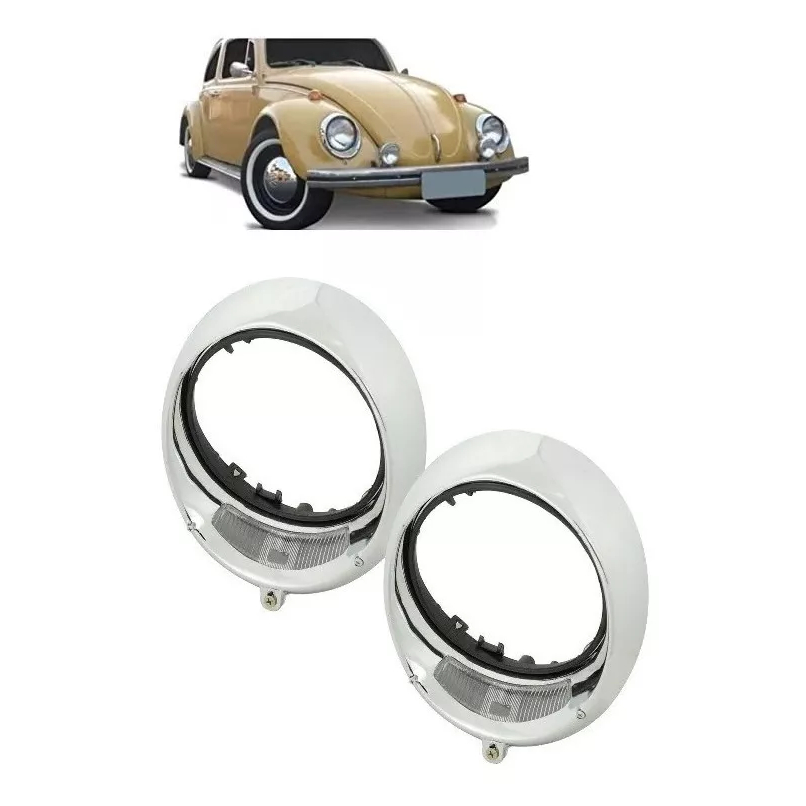 Par Aro Cromado Farol Tremendão Com Pisca Fusca 63 64 65 66 67 68 69 70 71 72 em Oferta na Shopee