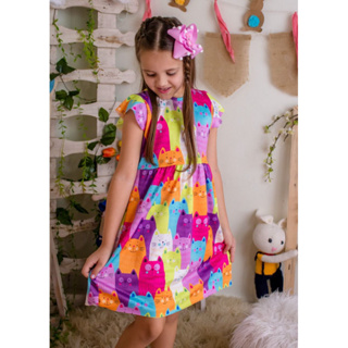 Vestido Infantil Menina Verão Estampado em Oferta na Shopee