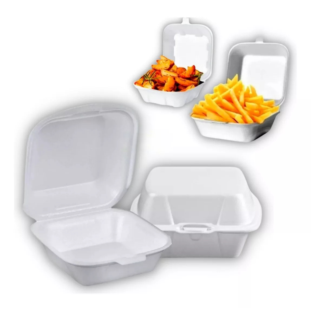 Hamburgueira Isopor H1 Embalagem Batata Frita Salada C/ 100 em Oferta na Shopee