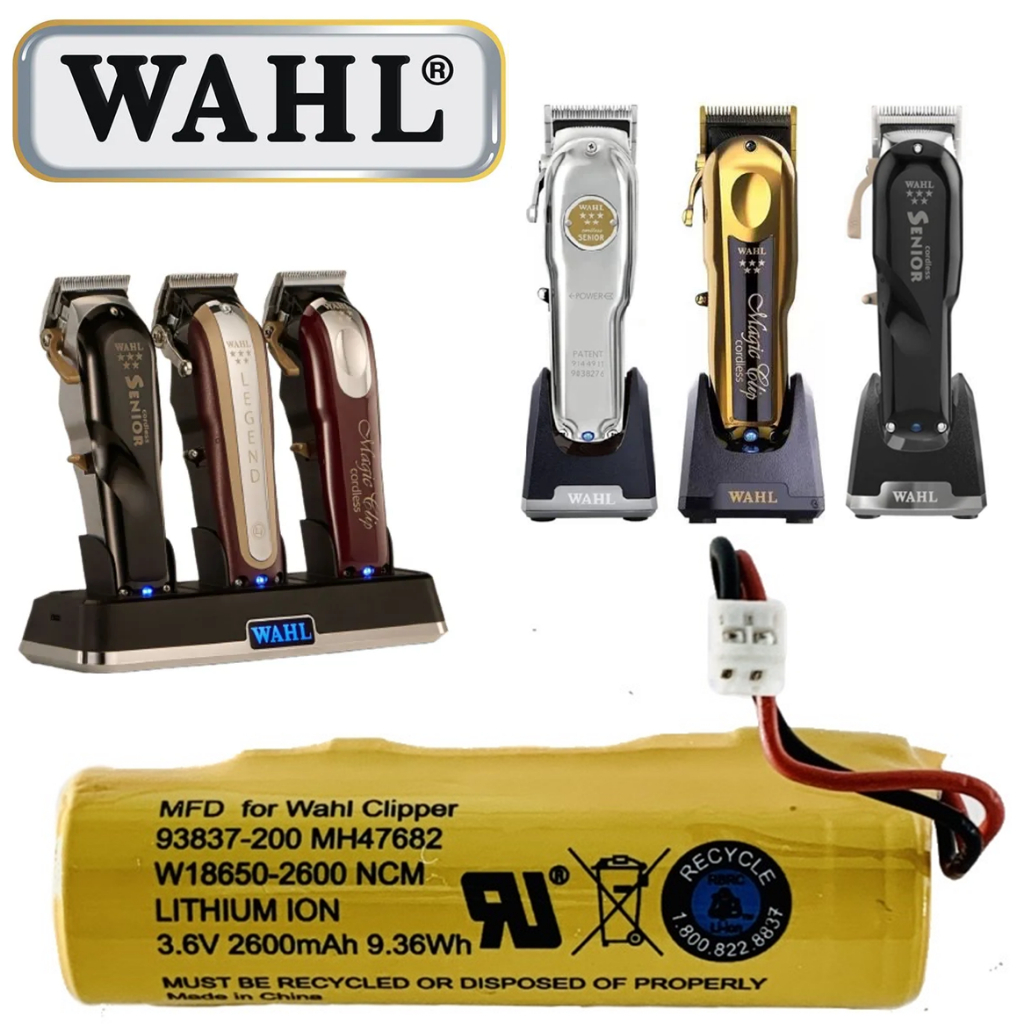 BATERIA WAHL ORIGINAL MAGIC CLIP CORDLESS, SENIOR, LEGEND BATERIA DE LITHIUM PARA MÁQUINA SEM FIO WAHL COM PLUG ORIGINAL BATERIAS PARA MÁQUINAS WAHL Bateria Wahl original Magic clip cordless, Senior, legend