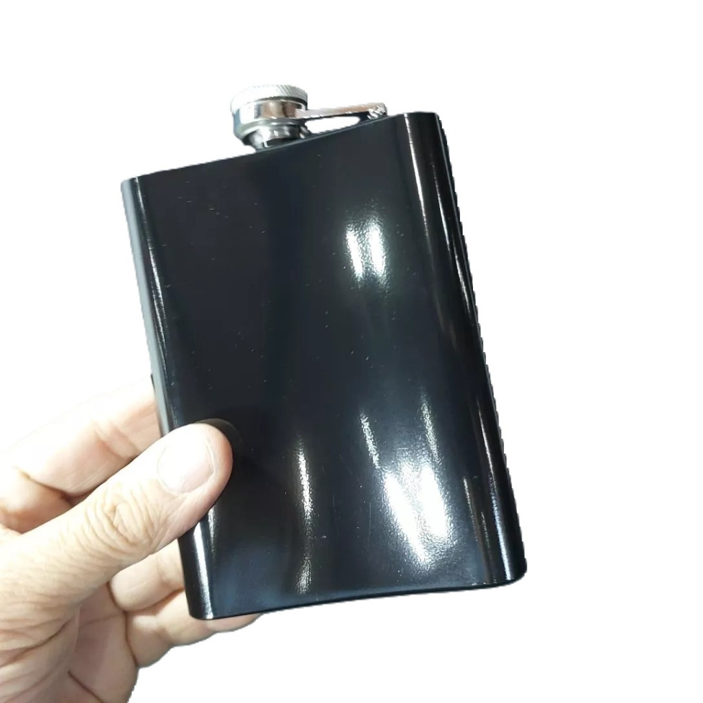 Cantil Aço Inox Preto Luxo Legítimo 220ml Anatômico 14x9x2cm