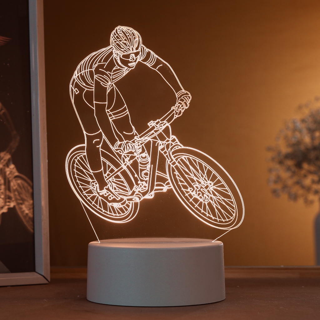 Luminária LED 3D de Mesa / Luz Noturna Presente Criativo / Decoração - ciclista 3D, bicicleta, bike, esportes em Oferta na Shopee