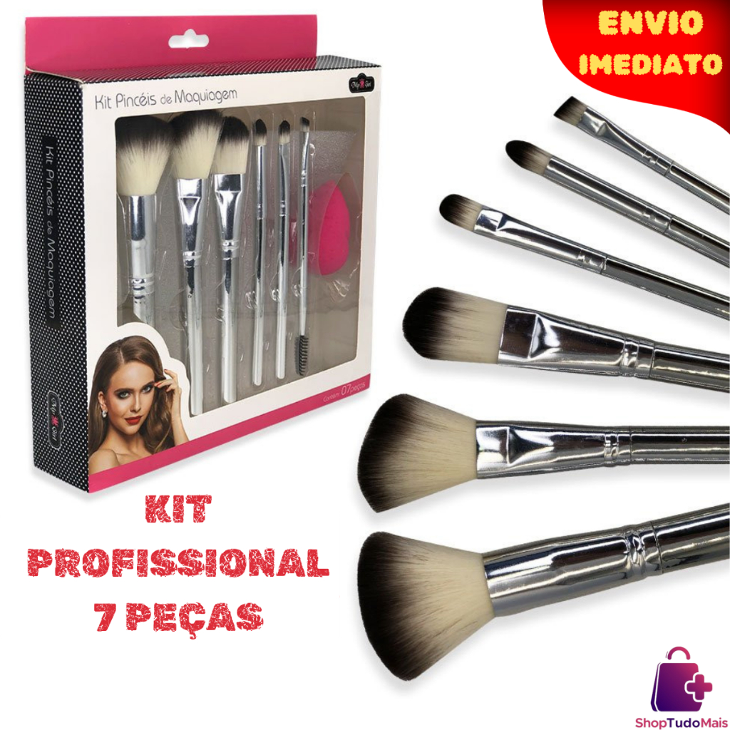Kit Profissional Pincéis Maquiagem 7 Peças