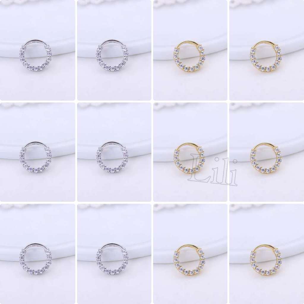 Kit 12 Piercing de Argolas Cravejadas Com Zircônia Prata E Dourada. em Oferta na Shopee