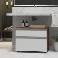 Armário de Banheiro com rodinhas multifuncional Safira MDF 60cm