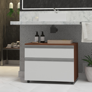 Armário de Banheiro com rodinhas multifuncional Safira MDF 60cm em Oferta na Shopee