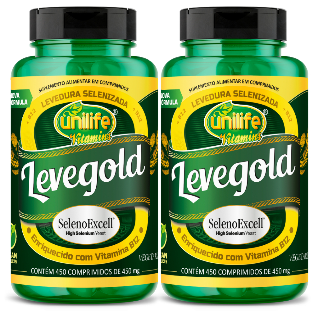 Kit 2 Levegold Levedo Cerveja Selênio c/ Vitamina B12 900 Comp