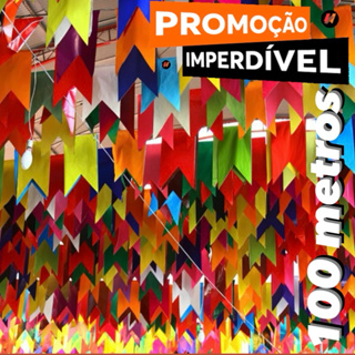 Festa Junina, Bandeirinha de seda 100 metros.OFF// em Oferta na Shopee