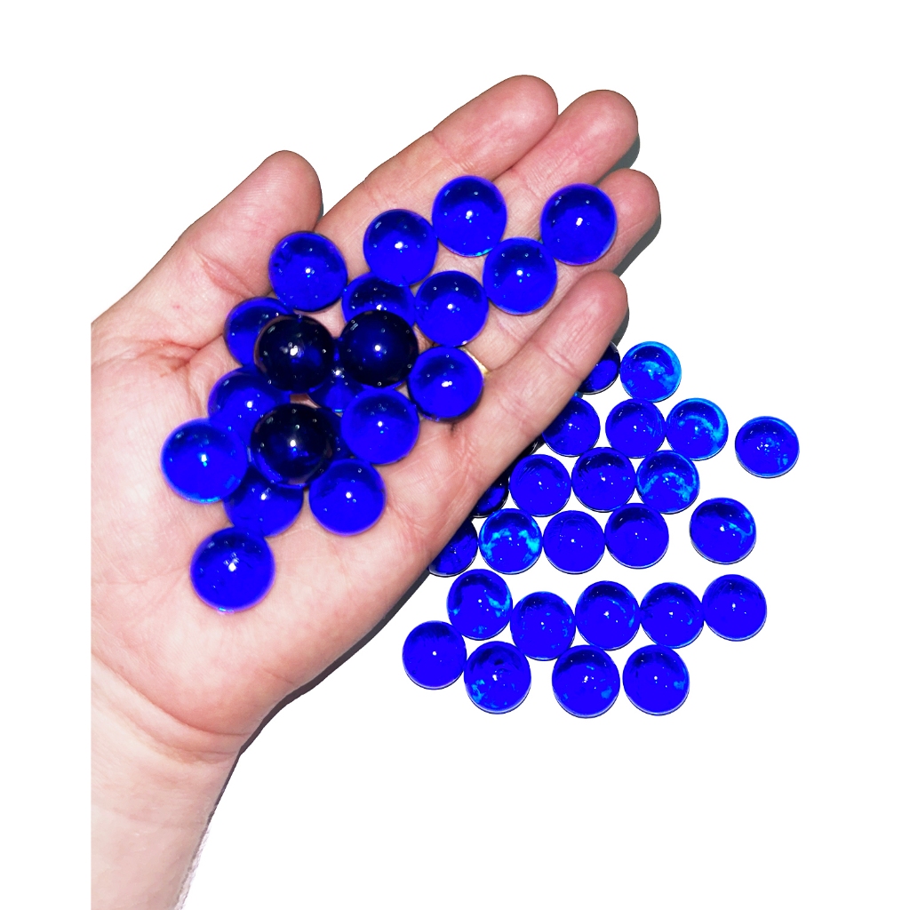 Kit 50 bolinha Gude Esfera Vidro bolita AZUL Escalda Pés Decoração Fubeca Peteca em Oferta na Shopee