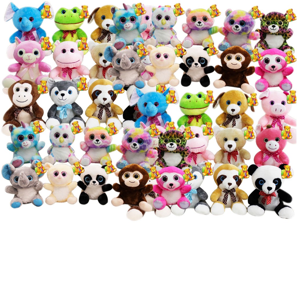 Kit 80 Animais De Pelúcia Sortido Para Maquina De Grua Olho Grande - 20cm
