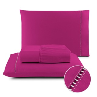 Jogo de Lençol  3 peças 400 Fios Casal Queen Micropercal Ponto Palito em Oferta na Shopee