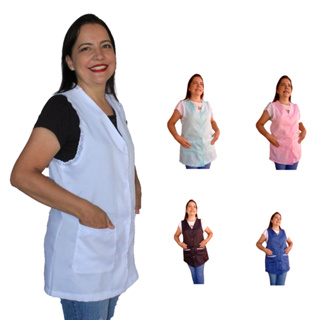 Jaleco Feminino Cavado Atendentes Cuidadoras Recepcionistas Com Detalhes Em Bordado Ingles em Oferta na Shopee