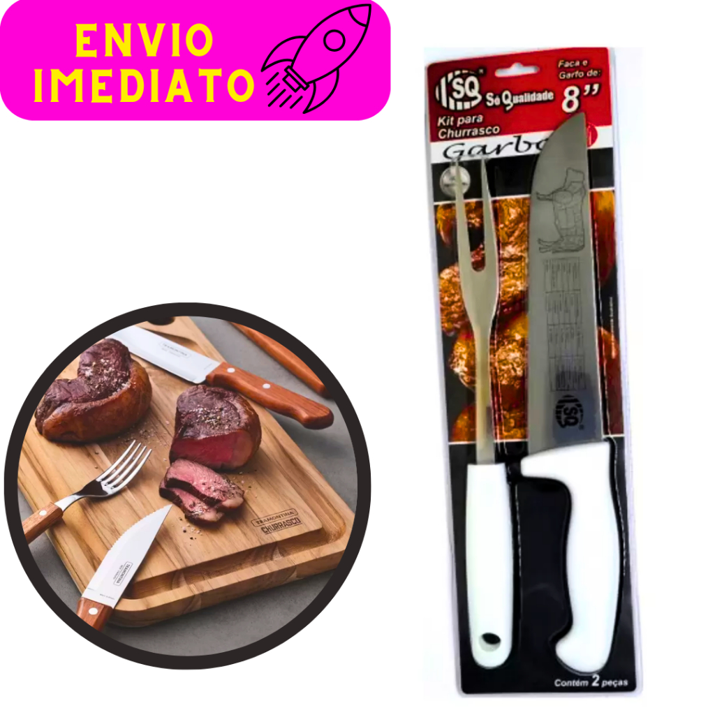 Kit Churrasco Faca e Garfo 2 Peças Profissional