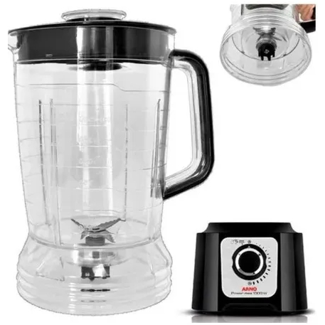 Copo Liquidificador Arno Power Max 1000W - Arno Power Max 700 e Arno Multichef 600W 4 EM 1 Sangel - Tampa Preta