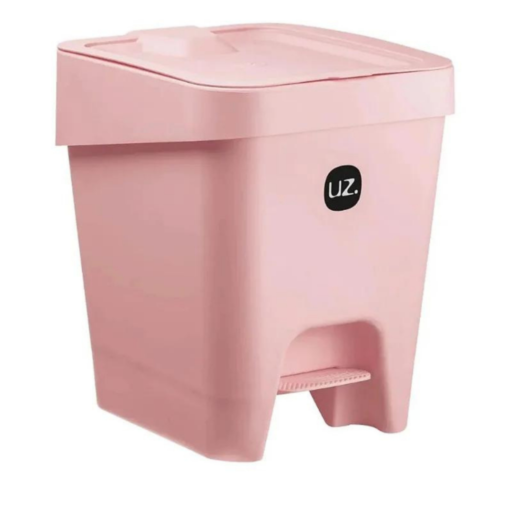 Lixeira 15l Plástico Resistente Slim Com Pedal P/ Cozinha, Banheiro, Lavanderia - Rosa Uz Premium