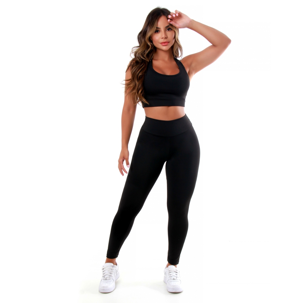 1 Conjunto Fitness Calça Legging E Top Roupas Femininas Para Academia Ginástica A01