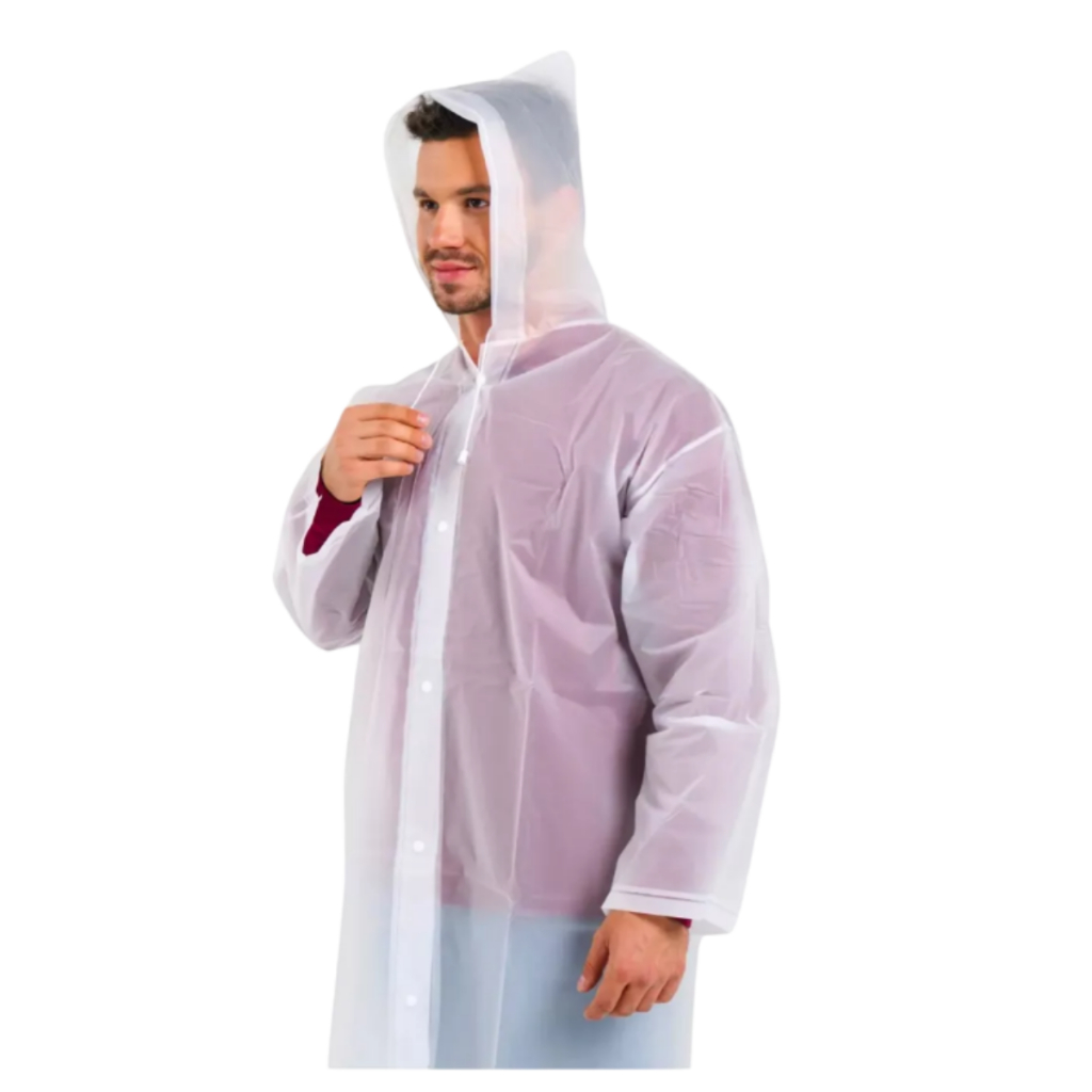 Capa De Chuva Transparente Impermeável Pvc Laminado C/ Capuz Masculina Feminina Longa reutilizável Ótima Qualidade