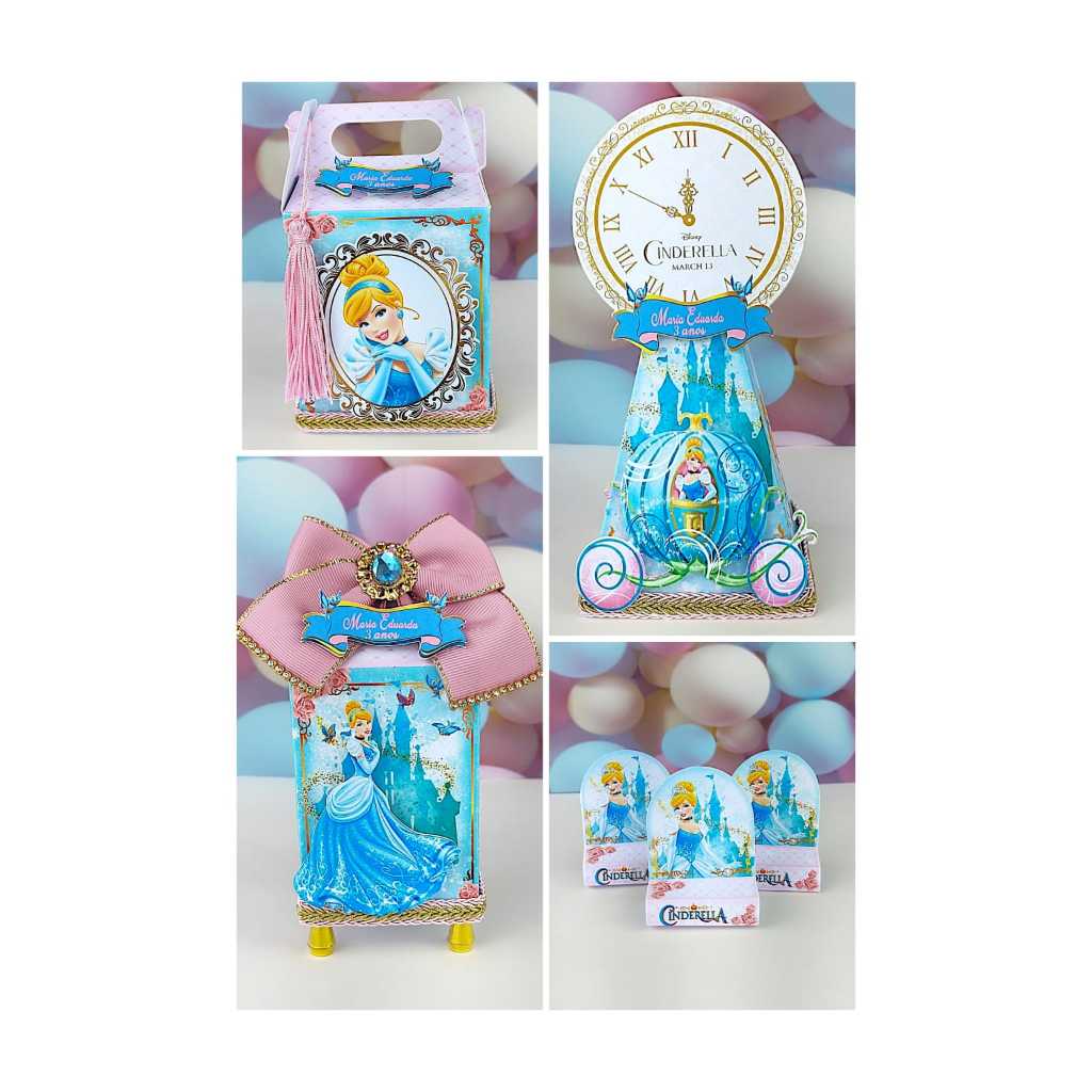 Kit 40 Lembrancinhas Cinderela Personalizados Decoração Festa infantil Caixinha Cinderela