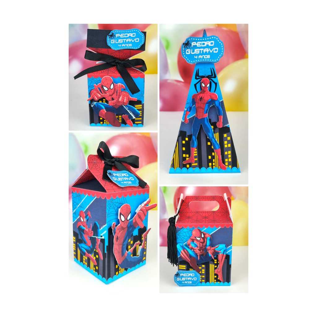 Kit Lembrancinhas Homem Aranha Personalizado Decoração Festa Caixinhas Homem-Aranha