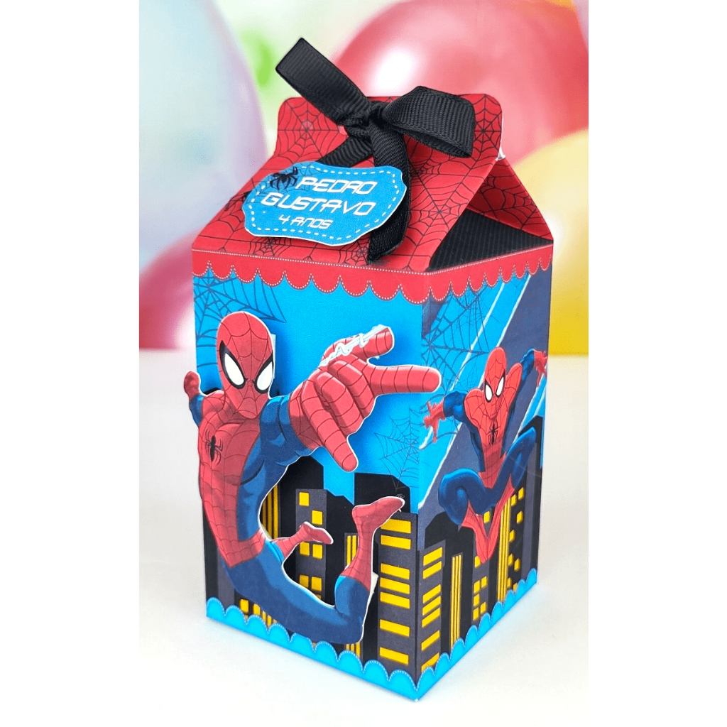 Caixa Milk Homem Aranha Lembrancinhas Personalizados Decoração Festa Homem-Aranha