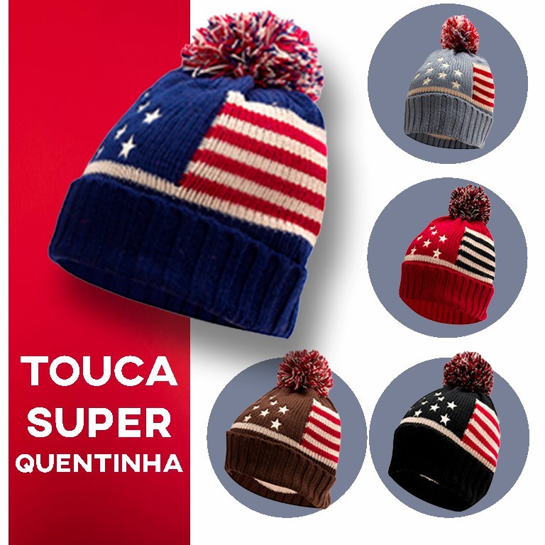 Gorro Infantil  Touca Menino Menina Estampa De Estrela Tricotado Quente Fashion