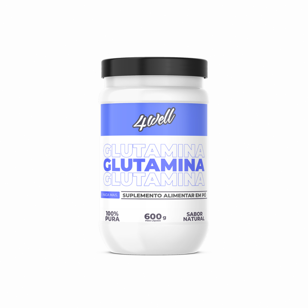 L-Glutamina 600g Pote - 100% Pura - Importada - 4well - Sabor Natural