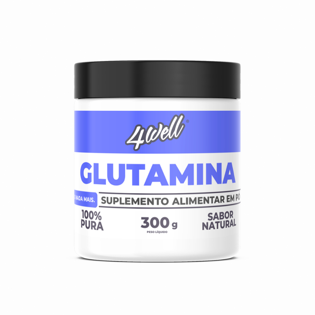 L-Glutamina 300g Pote - 100% Pura - Importada - 4well - Sabor Natural