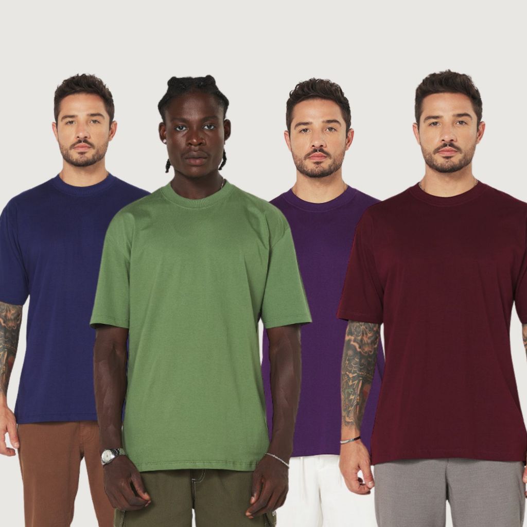 Kit Camiseta Oversized Streetwear Básica 4 Peças - Men Clothes