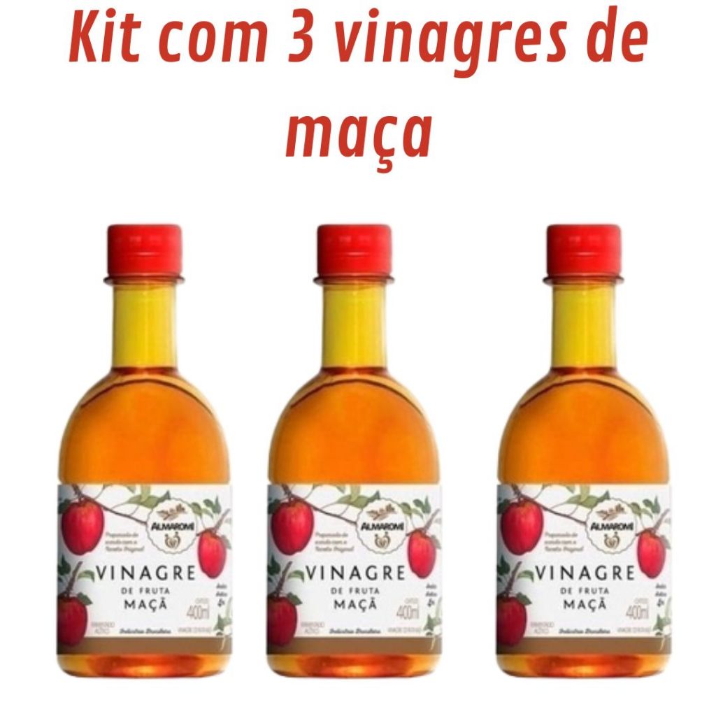 3 Vinagres de Maçã 400ml cada - Almaromi em Oferta na Shopee