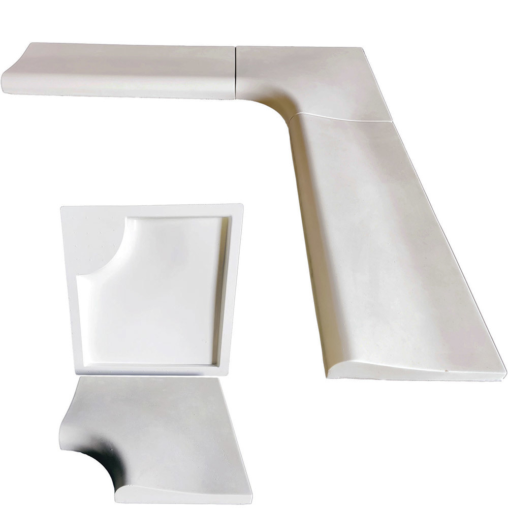 Forma 3d Molde 3d Borda De Piscina Peito De Pombo Canto C 35x25cm ABS 2mm Molde para cimento/concreto