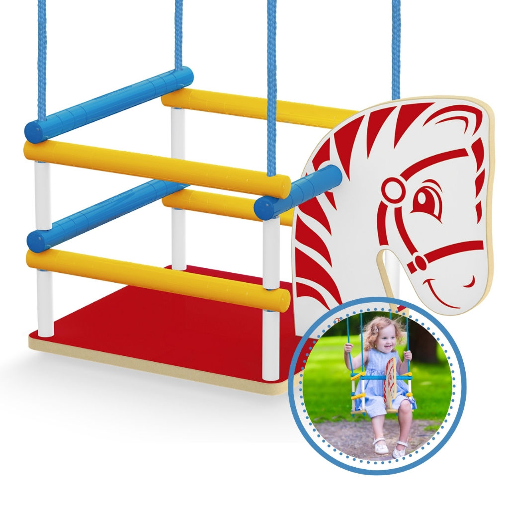 Balanço Infantil de Madeira Junges Cavalinho Resistente Balanço Menino Menina Bebê Brinquedo