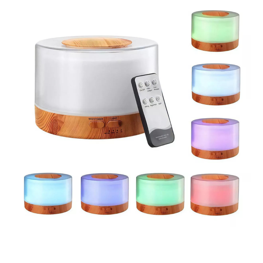 Difusor De Aromas Umidificador De Ar Ultra-Sônico Difusor De Óleo Essencial Led Colorida Com Controle Remoto