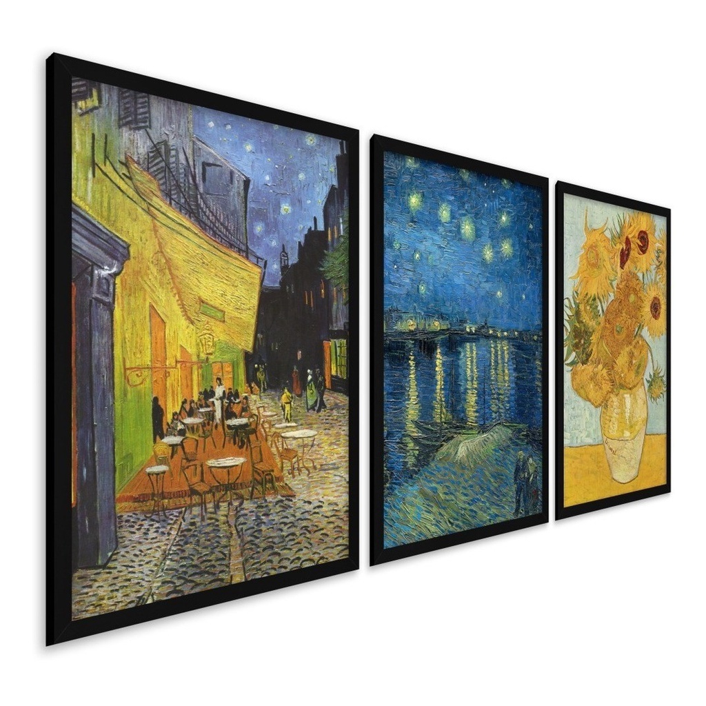 Quadros Decorativos Moldura Quarto Sala Van Gogh Noite Café em Oferta na Shopee