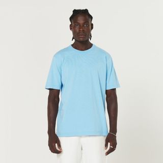 Camiseta Streetwear Heavy Regular Azul Claro em Oferta na Shopee