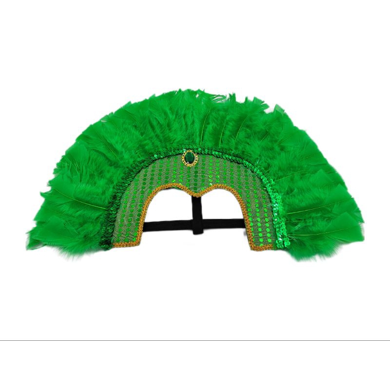 tiara cocar verde de índio com penas fantasia para festa fantasia