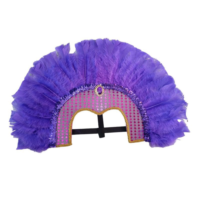tiara cocar roxo de índio com penas fantasia para festa fantasia