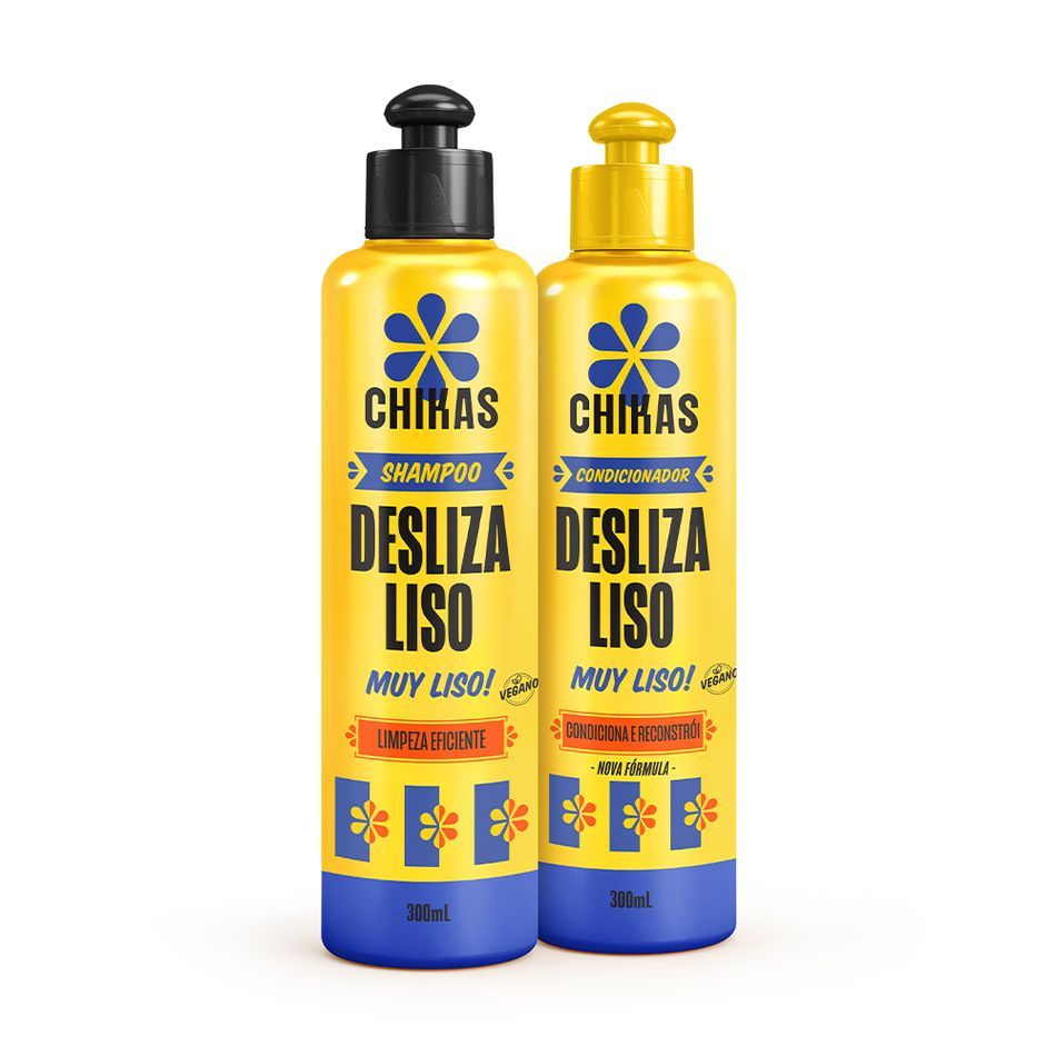 Kit Desliza Liso Linha Chikas Cosméticos com 2 produtos Shampoo+Condicionador 300ml