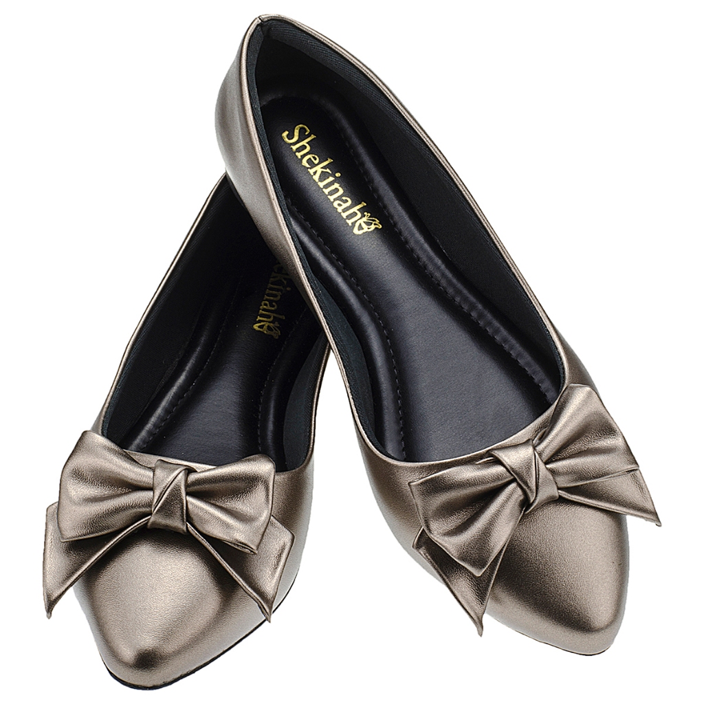 Sapatilha Feminina Bico Fino Rasteira Scarpin Mule Shekinah Metalizada Confortável Laço Macia em Oferta na Shopee